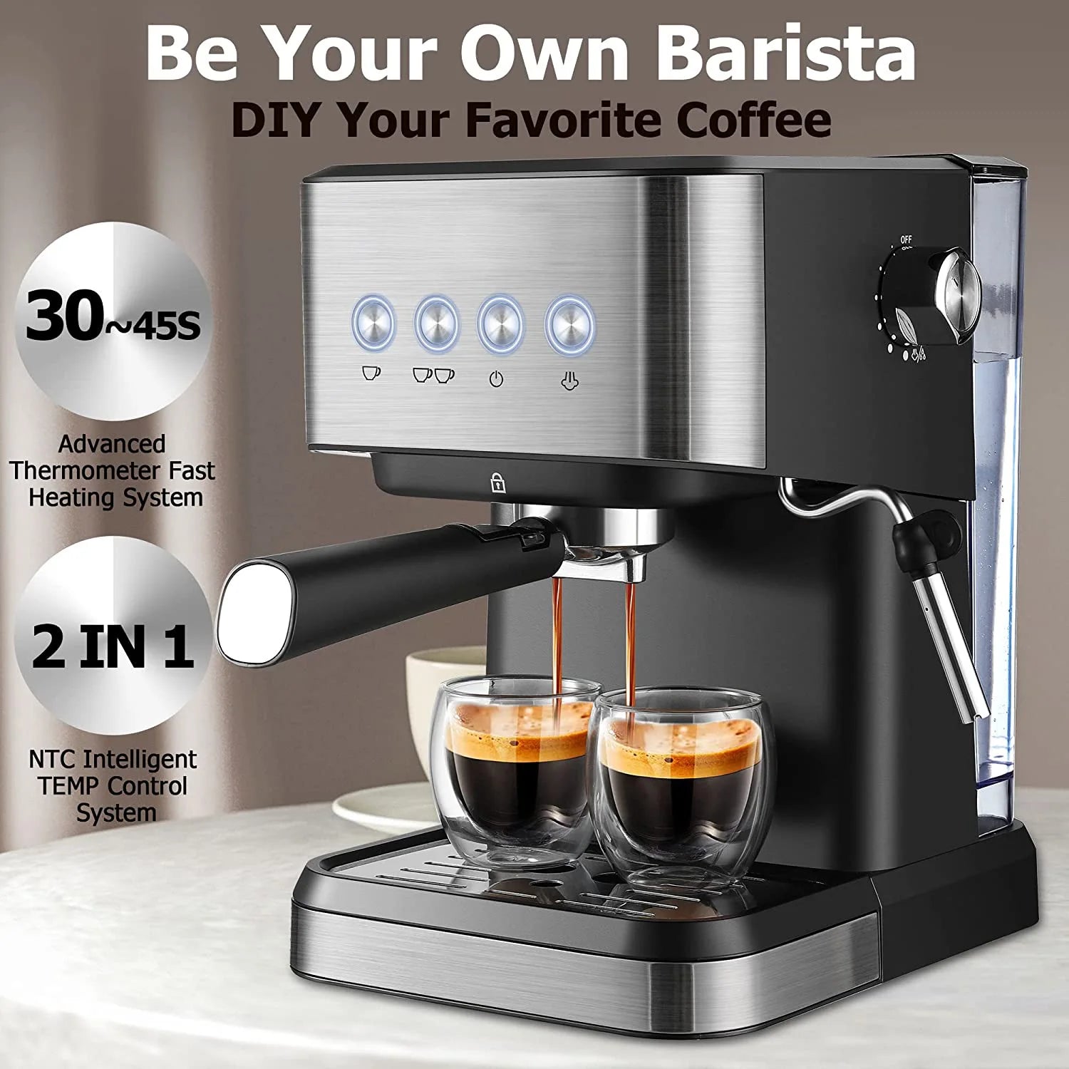 Italian Semi-automatic Concentrated Extraction Milk Foam Household Office Small Coffee Machine
