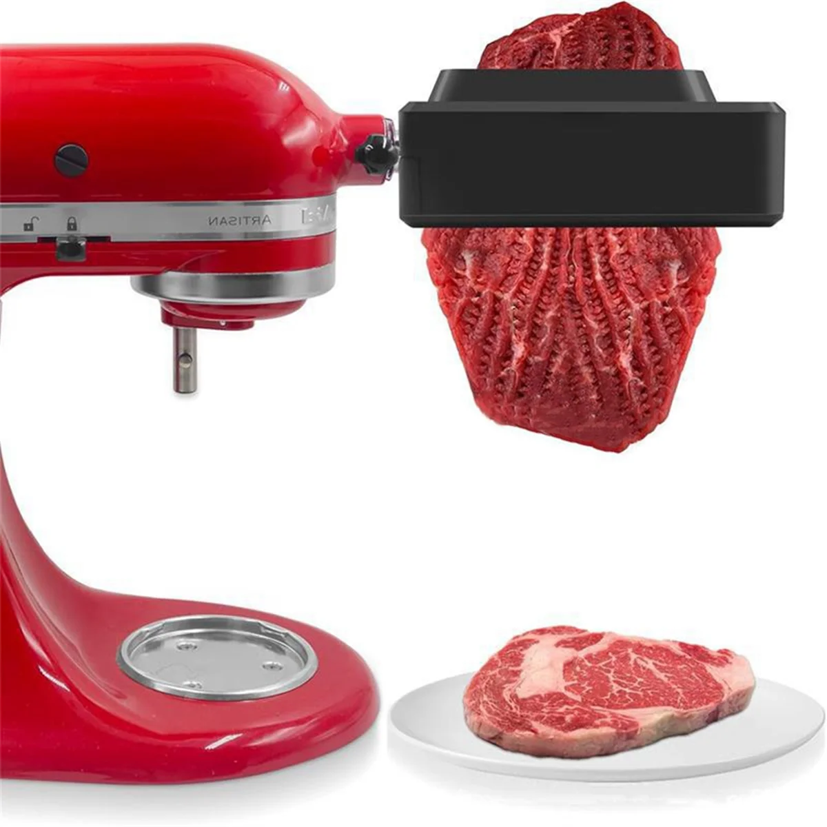 Meat Tenderizer for Kitchenaid Stand Mixer Stainless Steel Gears Meat Tenderizer Kitchen Poultry Tenderizers Black