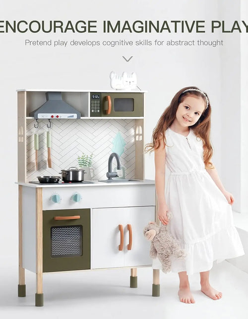 Load image into Gallery viewer, Robotime Robud Kitchen Playset Realistic Pretend Play Kitchen Montessori Wooden Play Kitchen Toy Kitchen Set for Kids Girls Boys
