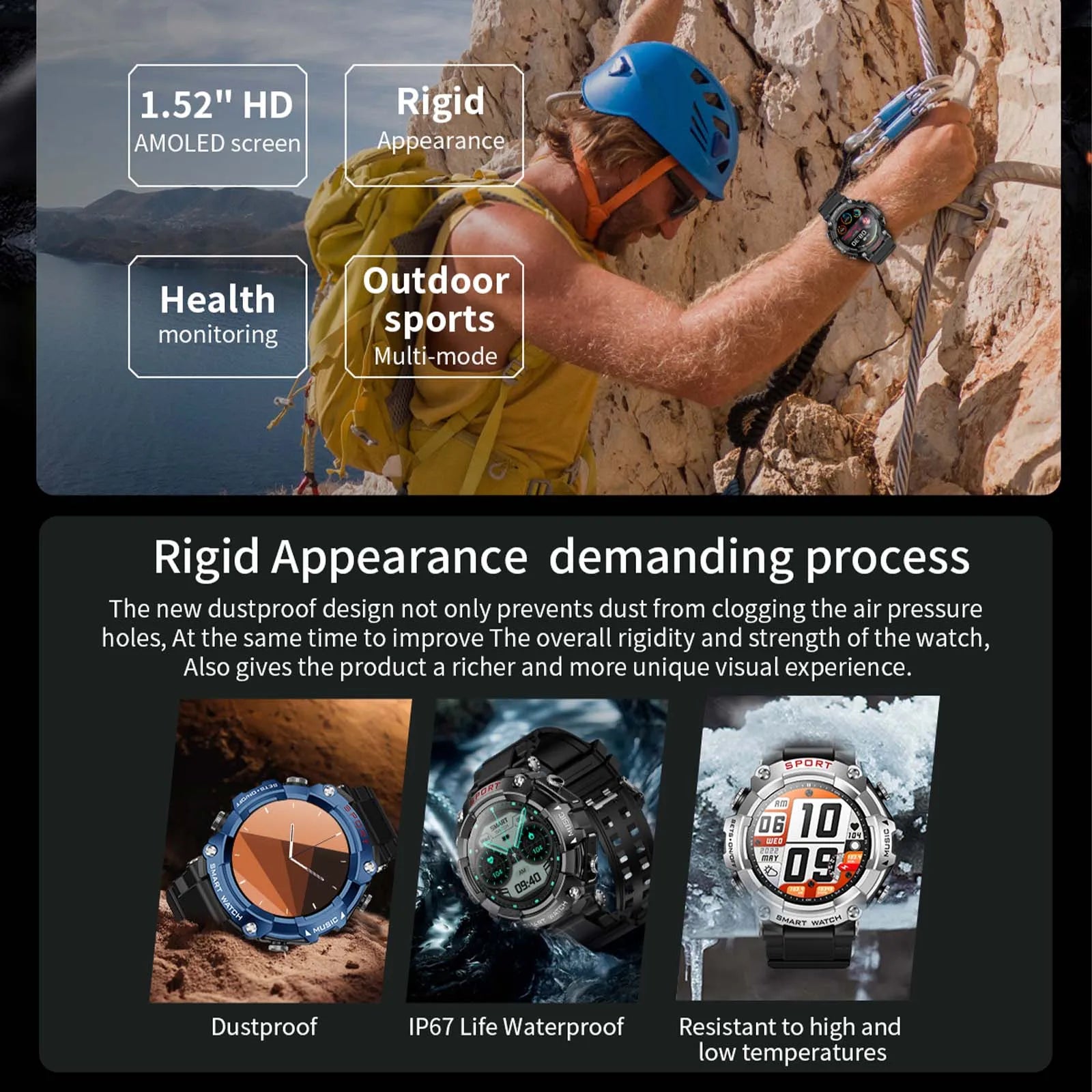 EIGIIS Smart Watch AMOLED-Display mit In-Ear-Bluetooth-Headset, Überwachung der Herzfrequenz, des Blutdrucks und der Sauerstoffsättigung, HD-Audio