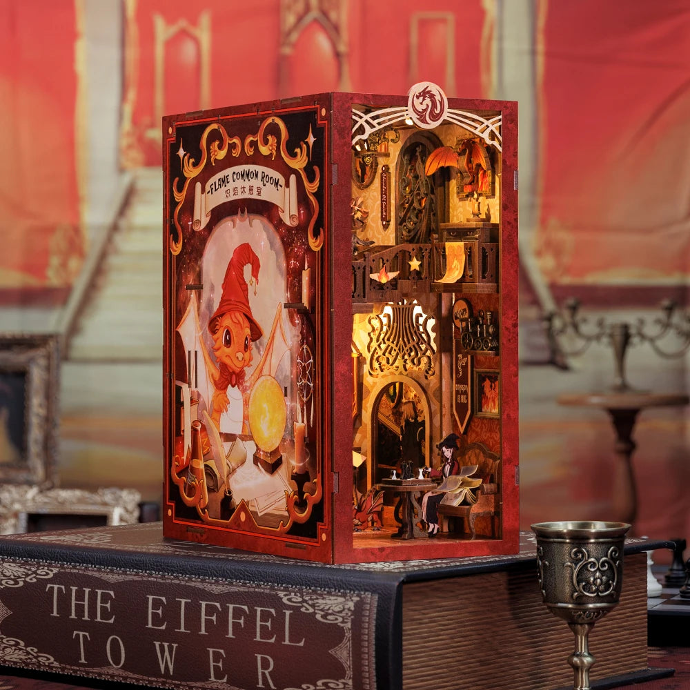 CUTEBEE DIY Book Nook Dollhouse 3D Puzzle with Touch Light Dust Cover Magic Series Gift idea Craft Bookshelf Insert Toy for Gift