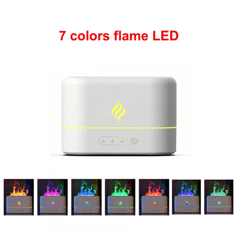 Simulated Flame Aromatherapy Humidifiers 7-Color Light Timing Mute Humidification Essential Oil Diffuser Air purifier