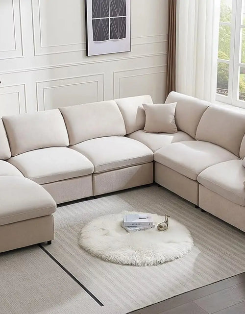 Cargar imagen en el visor de la galería, Sofá modular moderno de gran tamaño con reposapiés abatibles, sofás en forma de L de 7 plazas, sofás cómodos para sala de estar, sofás
