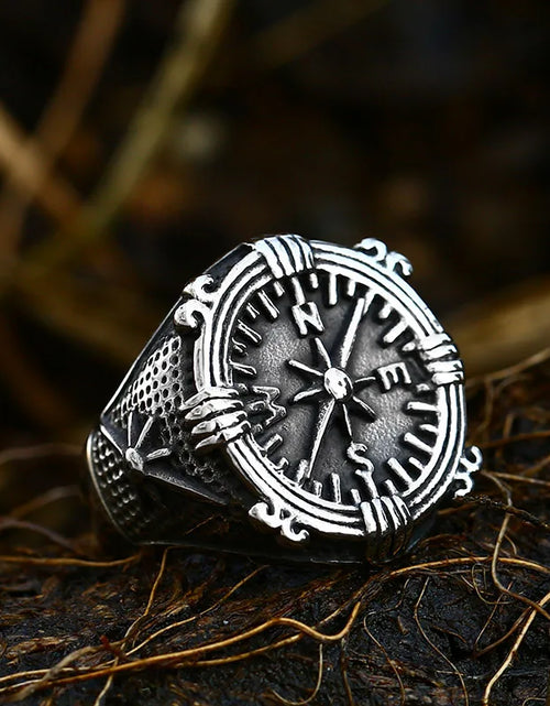 Load image into Gallery viewer, Beier New Store 316L Stainless Steel Viking Cross Compass Runic Pirate Men&#39;s Ring Nautical Fashion Jewelry Dropshipping BR8-108R
