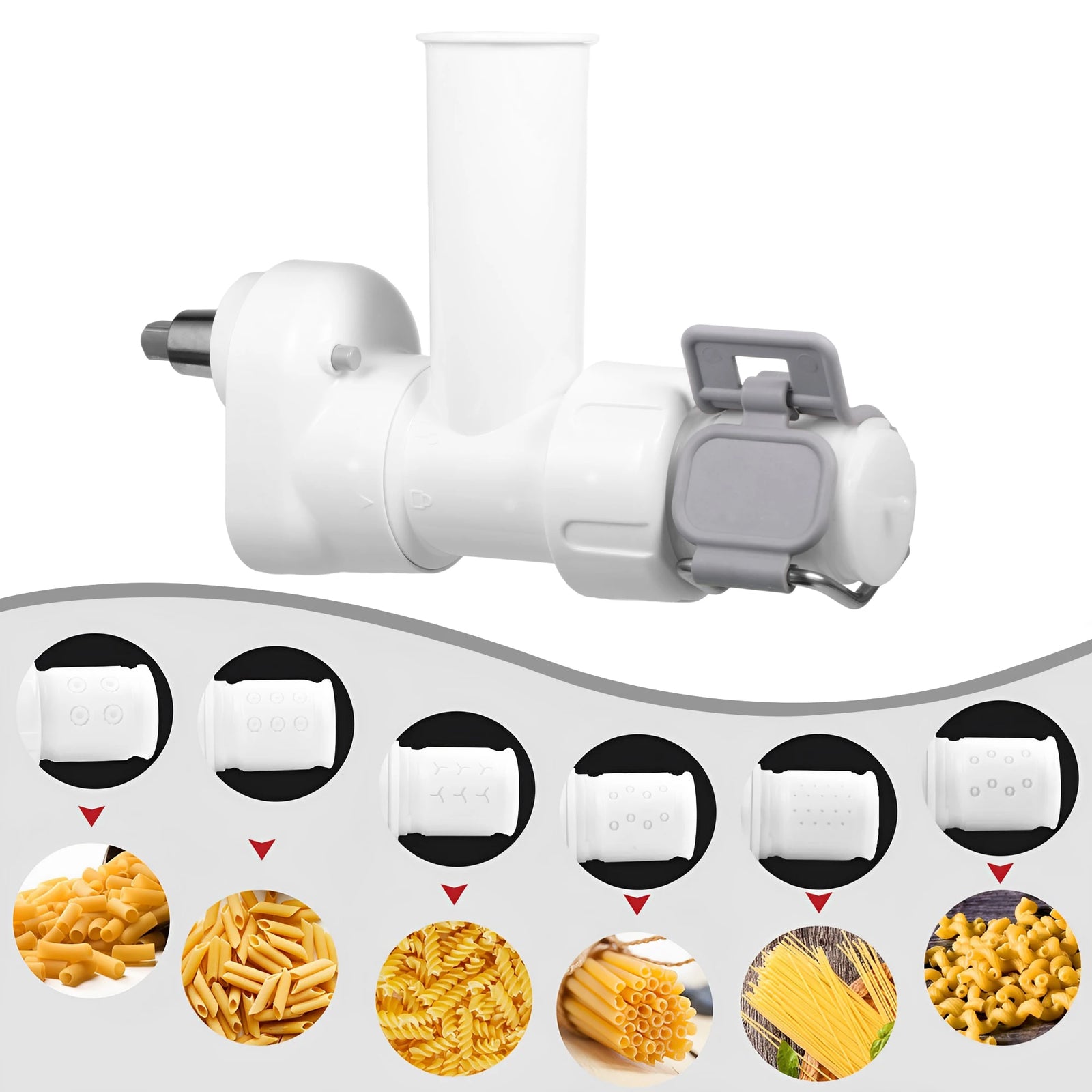 6 in 1 Gourmet Pastas Press Stand Mixer Attachment Home Noodle Tool With 6 Different Shapes Pasta Press Outlet For Kitchenaid