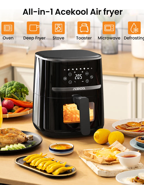 Load image into Gallery viewer, 5 Quart Digital Display Air Fryer Toaster Oven Combo with 8 Cooking Presets Oilless Cooker,Visible Window,Dishwasher Safe Basket
