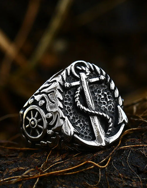 Load image into Gallery viewer, Beier New Store 316L Stainless Steel Viking Cross Compass Runic Pirate Men&#39;s Ring Nautical Fashion Jewelry Dropshipping BR8-108R
