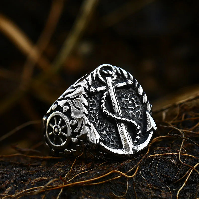 Beier New Store 316L Stainless Steel Viking Cross Compass Runic Pirate Men's Ring Nautical Fashion Jewelry Dropshipping BR8-108R