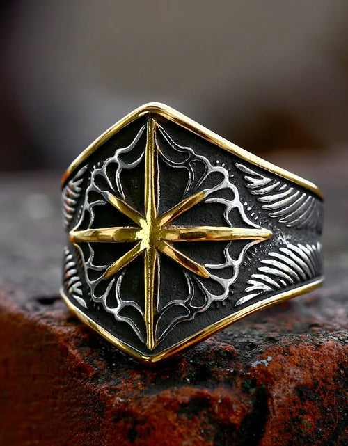 Load image into Gallery viewer, Beier New Store 316L Stainless Steel Viking Cross Compass Runic Pirate Men&#39;s Ring Nautical Fashion Jewelry Dropshipping BR8-108R
