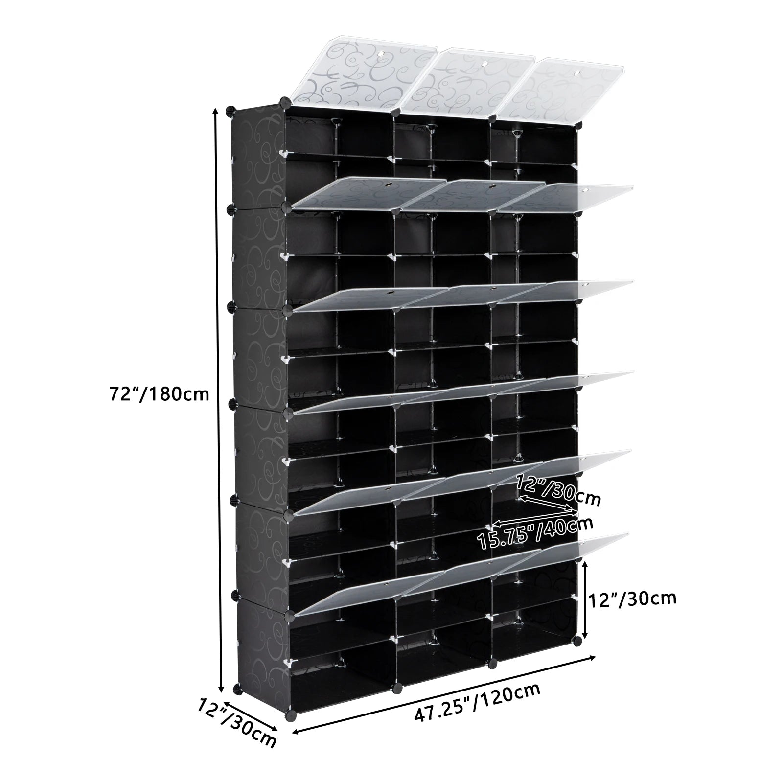 12-Tier Portable 72 Pair Shoe Rack Organizer 36 Grids Tower Shelf Storage Cabinet Stand Expandable for Heels, Boots, Slippers,