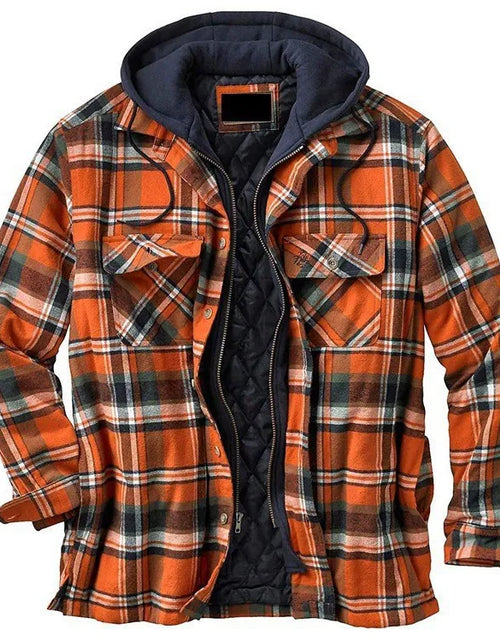 Cargar imagen en el visor de la galería, Chaqueta de trabajo de leñador nueva de otoño e invierno para hombre Chaqueta informal con capucha suelta de algodón cálido y grueso nueva de otoño e invierno

