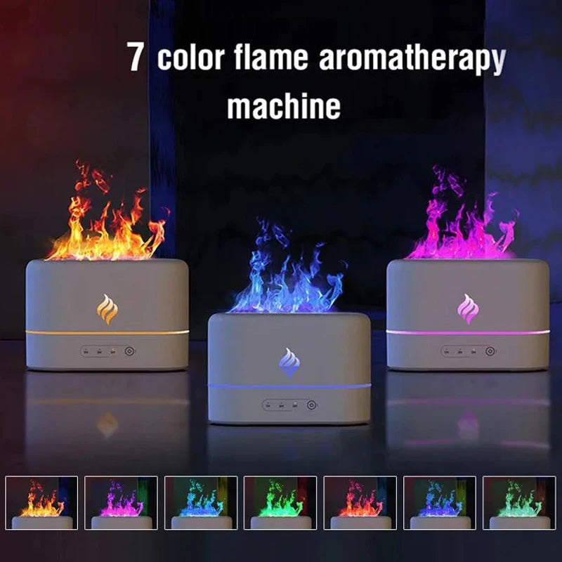 Simulated Flame Aromatherapy Humidifiers 7-Color Light Timing Mute Humidification Essential Oil Diffuser Air purifier