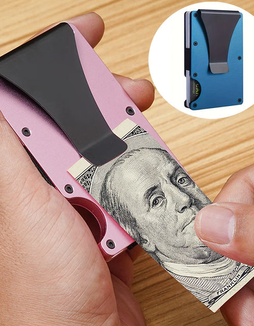 Load image into Gallery viewer, Slim Wallet Men  Front Pocket  Blocking Minimalist Wallet For Men Metal Wallet With Money Clip Mini  Holder ID Credit Card
