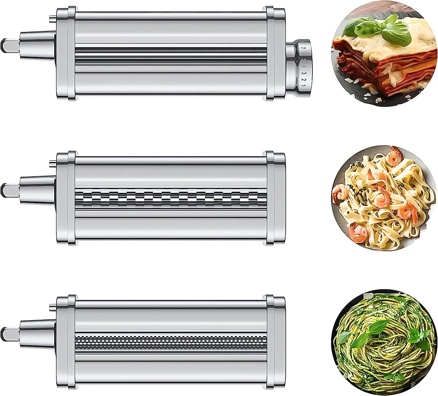 Pasta Attachment for Kitchenaid Stand Mixer,Cofun 3 Piece Pasta Maker Machine with Pasta Roller and Cutter Set for Dough Sheet,
