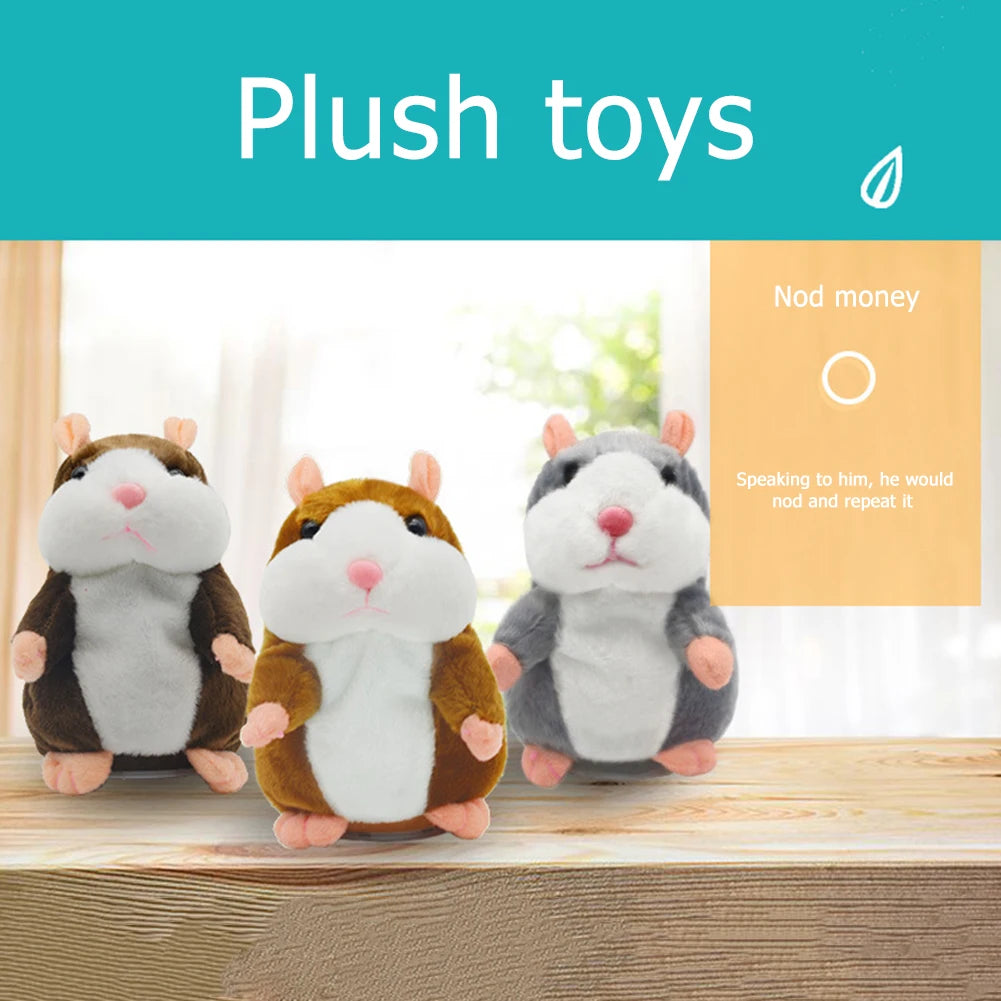 15cm Cute Walking Talking Hamster Plush Animal Doll Funny Sound Record Repeat Voice Changing Educational Toy Pets