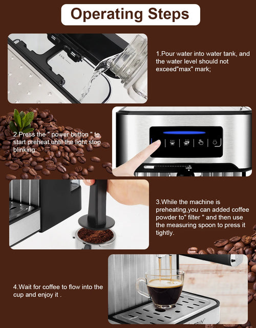 Load image into Gallery viewer, Espresso Coffee Machine Maker Semi-Automatic Pump With Cappuccino Milk Bubble Maker
