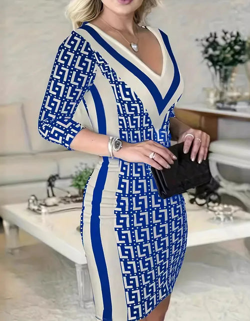 Bild in Galerie-Viewer laden, Kleid mit Wickelarm und geometrischem Diagramm für Damen

