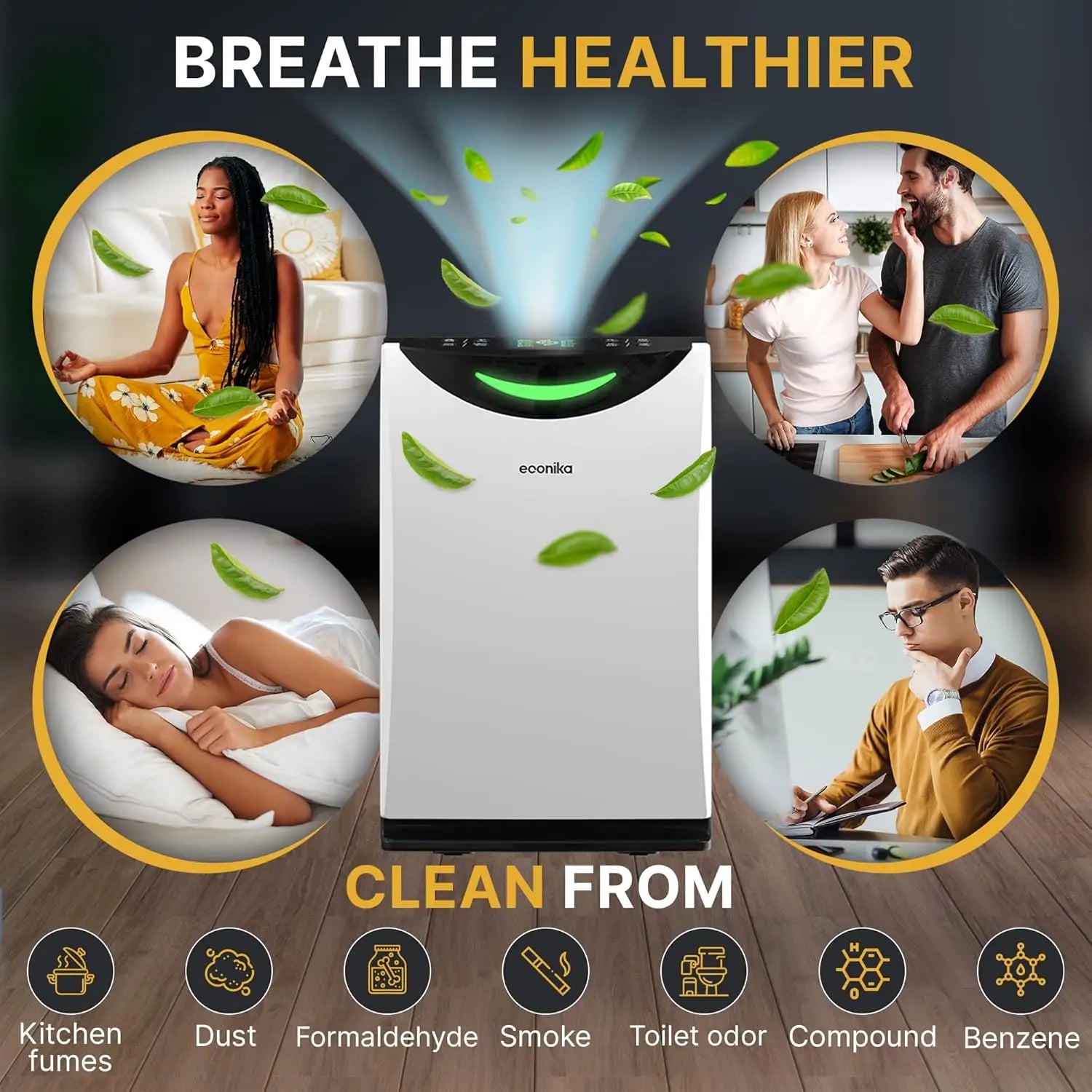 4 in 1 Humidifier and Air Purifier in One Up To 1035 SqFt - Ionizer UV C Light Air Purifier and Humidifier Combo, Whole House