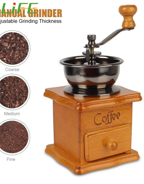 Cargar imagen en el visor de la galería, Molinillo de café manual de madera Millston de cerámica de estilo retro, molinillo de especias, utensilios para café, mango de acero inoxidable
