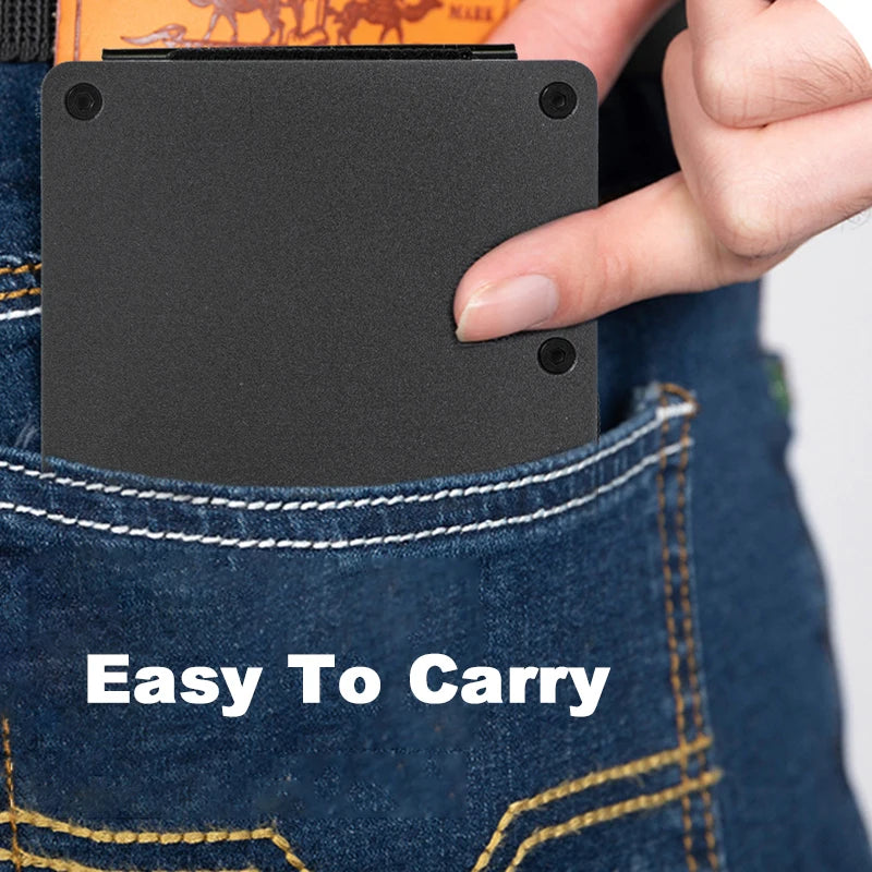 Slim Wallet Men  Front Pocket  Blocking Minimalist Wallet For Men Metal Wallet With Money Clip Mini  Holder ID Credit Card