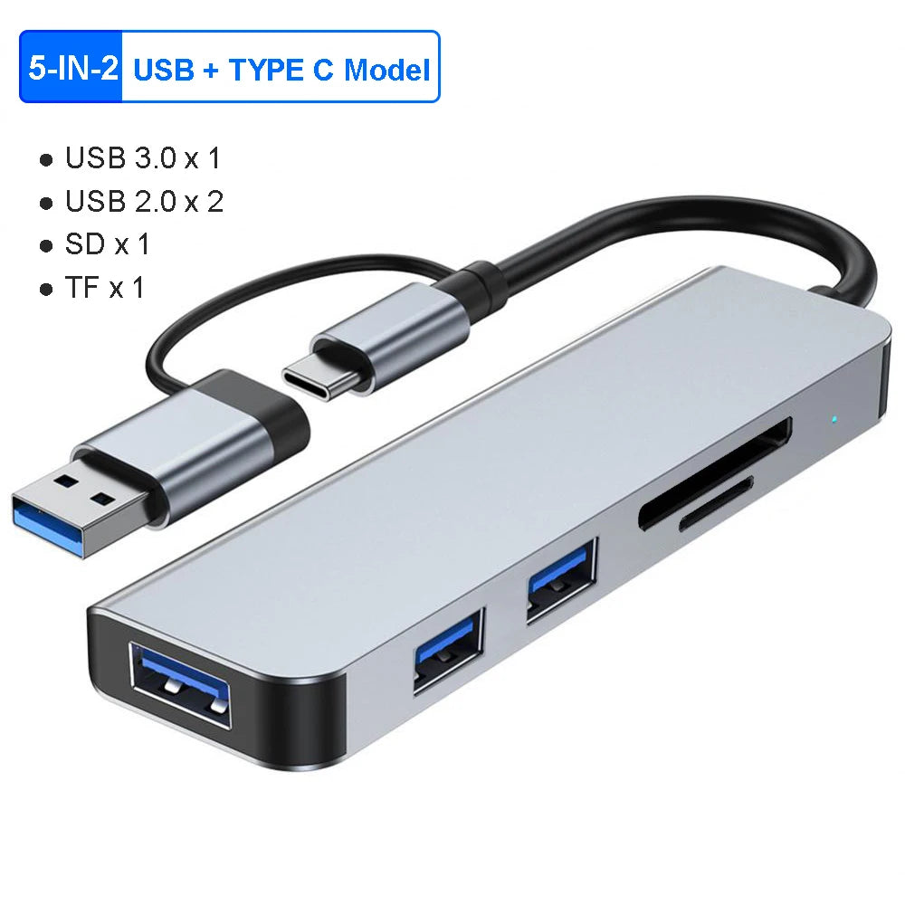 8-IN-2 USB HUB 3.0 USB C HUB Dock Station 5Gbps High Speed Transmission USB Splitter Type C to USB OTG Adapter For Macbook Pro