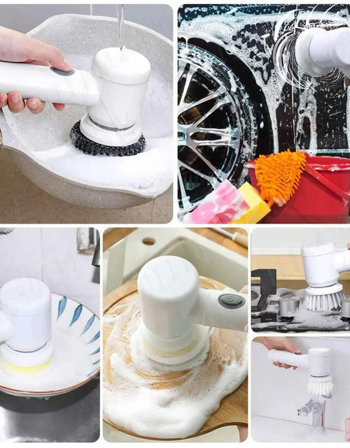 Load image into Gallery viewer, Electric Spin Scrubber Bathroom Cleaning Brush Power Scrubber with 5 Replaceable Brush Heads Electric Cleaning Brush For Kitchen
