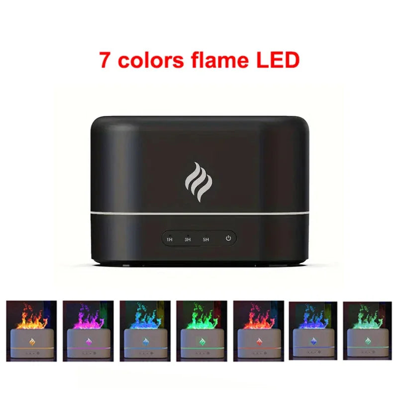 Simulated Flame Aromatherapy Humidifiers 7-Color Light Timing Mute Humidification Essential Oil Diffuser Air purifier