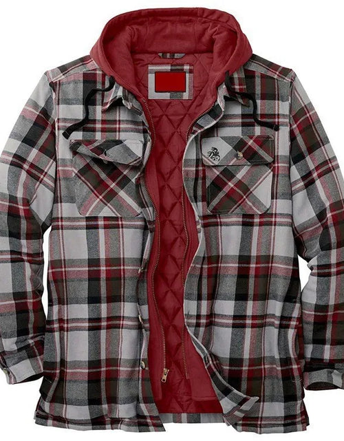 Cargar imagen en el visor de la galería, Chaqueta de trabajo de leñador nueva de otoño e invierno para hombre Chaqueta informal con capucha suelta de algodón cálido y grueso nueva de otoño e invierno

