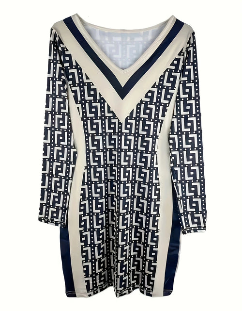 Bild in Galerie-Viewer laden, Kleid mit Wickelarm und geometrischem Diagramm für Damen
