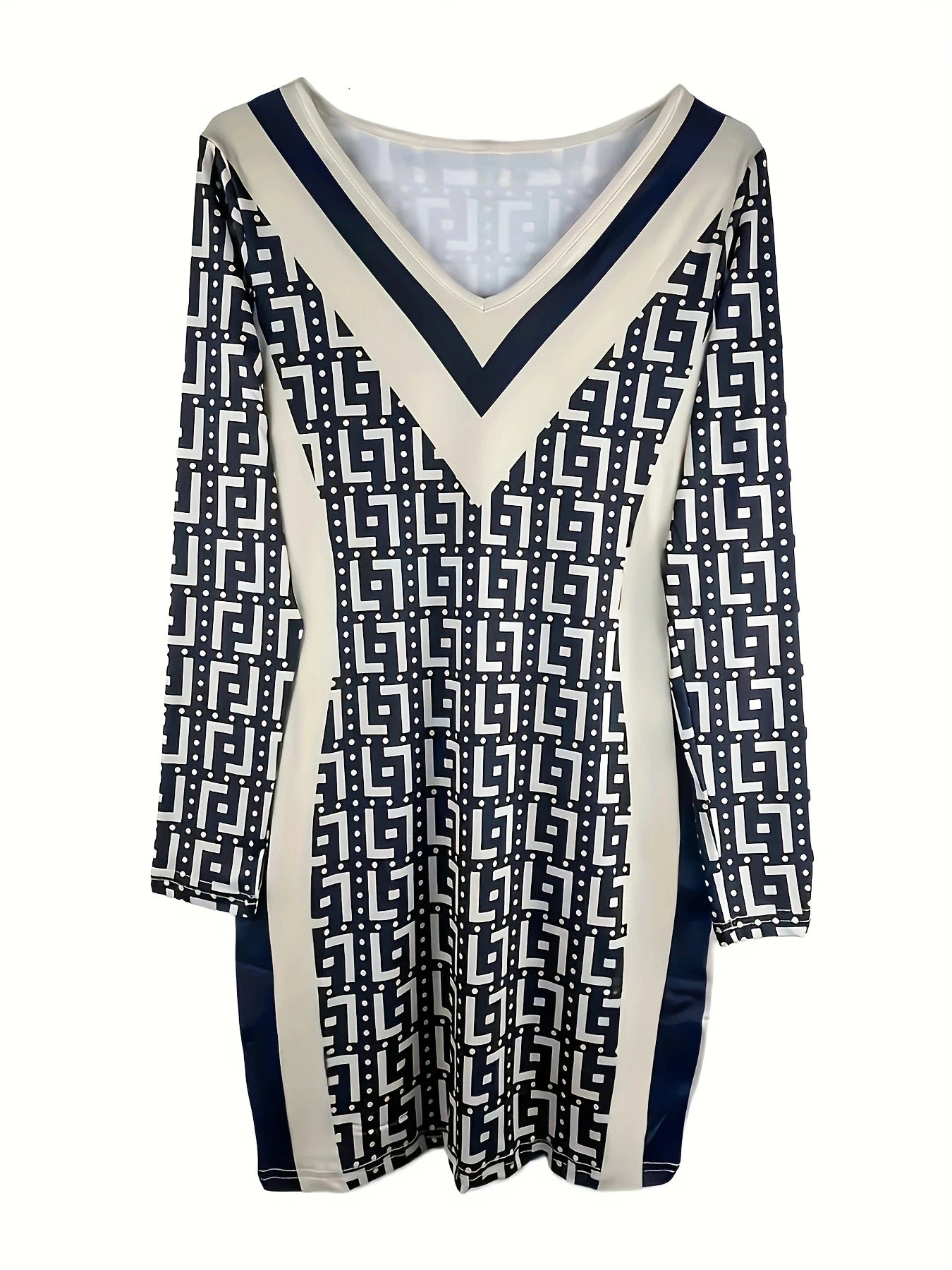 Kleid mit Wickelarm und geometrischem Diagramm für Damen