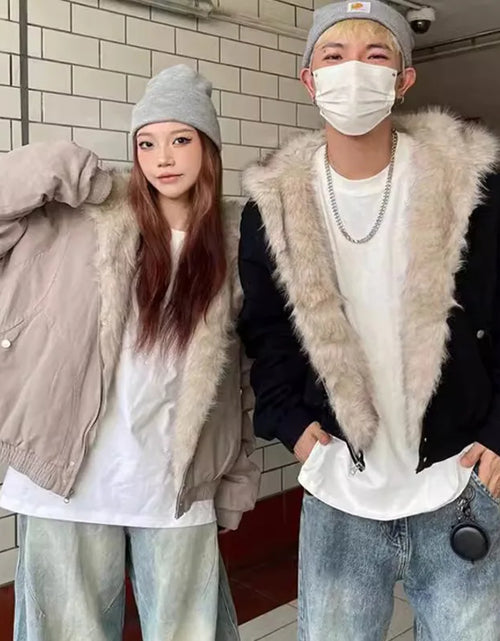 Load image into Gallery viewer, IEFB Thick Men&#39;s Padded Coats Casual Fur Collar Hooded Korean Style Solid Color Fleece Winter Loose Male Jacket Trend New 9C8612
