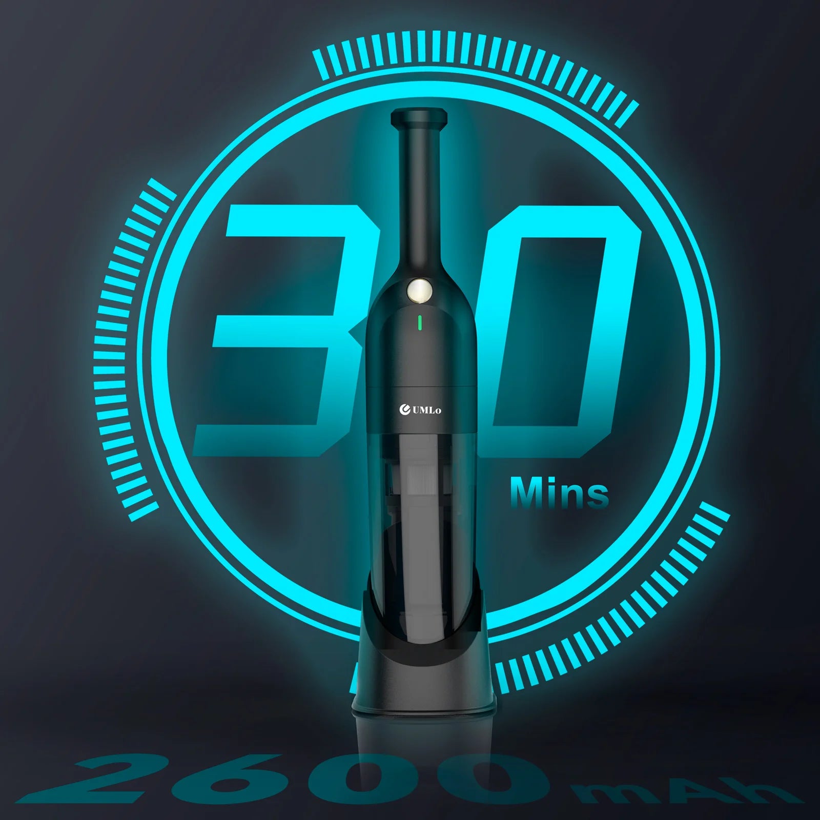 UMLo H6 Handheld Rechargeable Vacuum Cleaner Cordless with 30 Mins Runtime&500 ML Dust-bin, for Car Floors Pet Hair Home Office