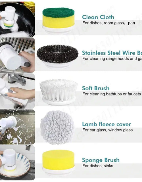 Load image into Gallery viewer, Electric Spin Scrubber Bathroom Cleaning Brush Power Scrubber with 5 Replaceable Brush Heads Electric Cleaning Brush For Kitchen
