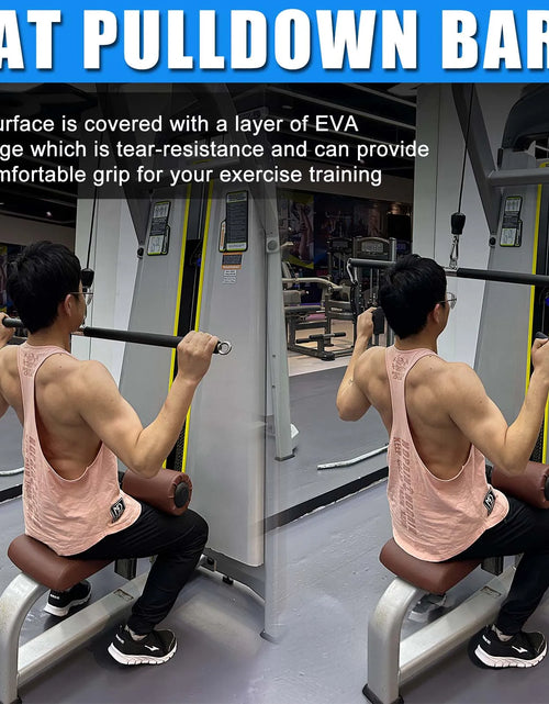 Load image into Gallery viewer, Non-Detachable LAT Pull Down Bar Cable Pulldown Attachments for Gym Straight Bar Resistance Band Bar for Weightlifting Workout
