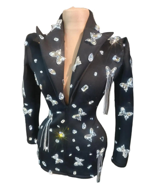Load image into Gallery viewer, Luxury Rhinestones Mini Cocktail Dress
