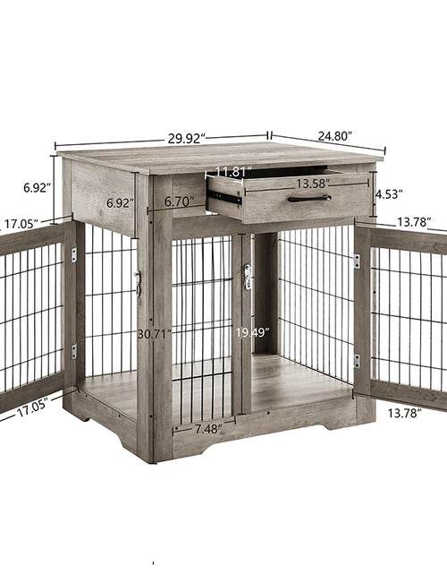 Load image into Gallery viewer, Furniture Style Dog Crate End Table with Drawer, Pet Kennels with Double Doors, Dog House Indoor Use,29.9&#39;&#39;x24.8&#39;&#39;x30.71&#39;&#39;
