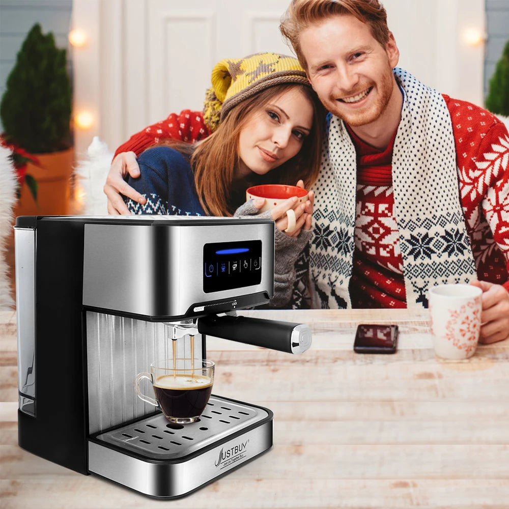 Espresso Coffee Machine Maker Semi-Automatic Pump With Cappuccino Milk Bubble Maker