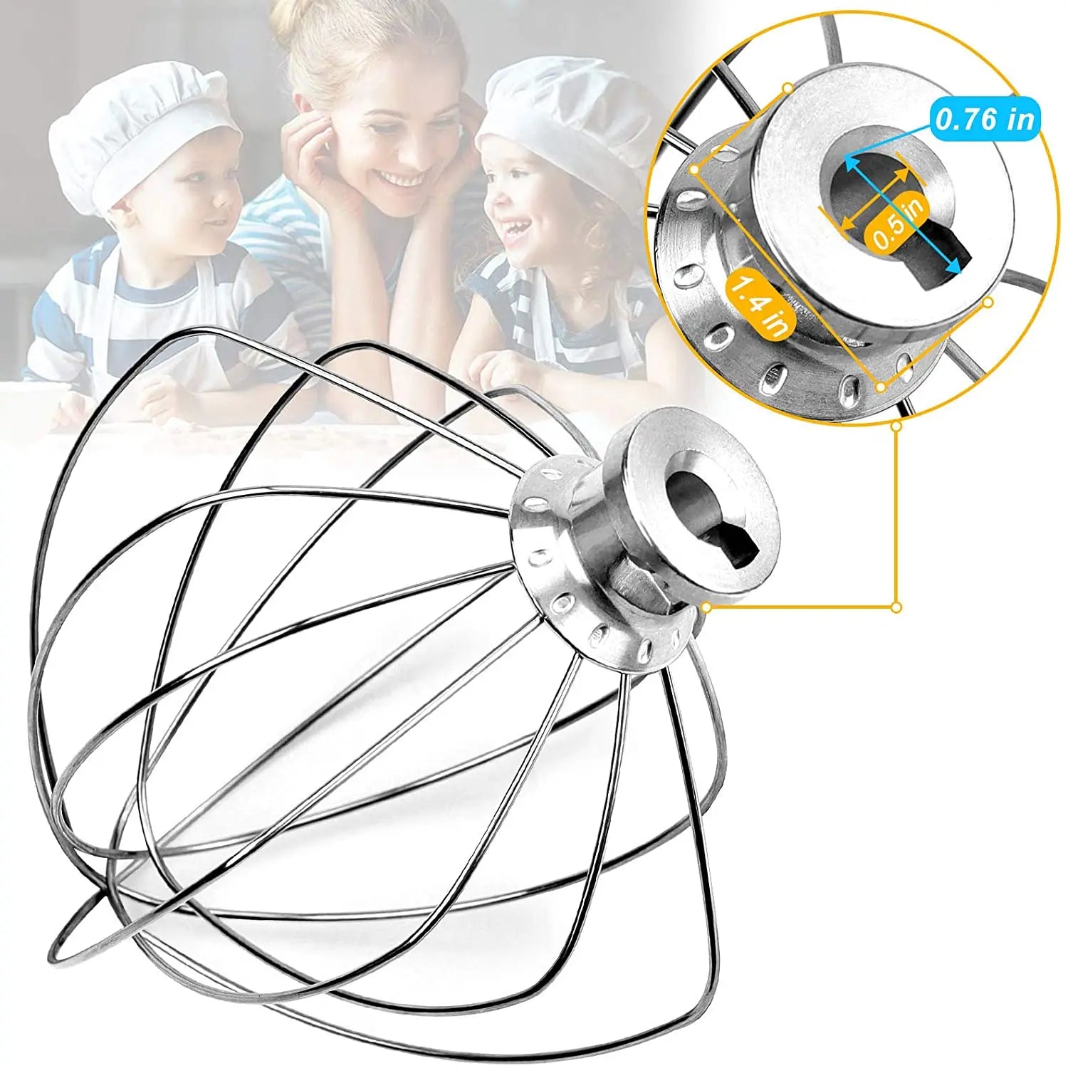 KN256WW Schneebesen-Aufsatz mit 6 Drähten für KitchenAid 5–6 Quart Schüssel-Lift-Küchenmaschine, Ersatzzubehör, Eier-/Sahne-Rührer