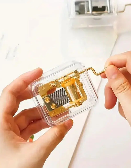 Load image into Gallery viewer, 1pc Mini Creative Acrylic Material Transparent Hand Windup Metal Movement Octave Box Music Box, Friend Couple Birthday Gift

