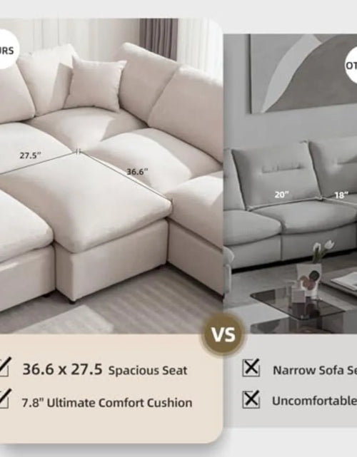 Cargar imagen en el visor de la galería, Sofá modular moderno de gran tamaño con reposapiés abatibles, sofás en forma de L de 7 plazas, sofás cómodos para sala de estar, sofás
