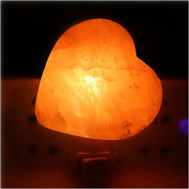Himalayan Warm White Salt Lamp Natural Crystal Hand Carved Night Light Home Decor Air Purifying with Plug Release Negative Ions