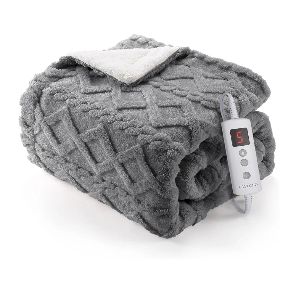 Heated Throw Blanket - Thick Tufted Sherpa Electric Blanket Throw with 10 Heating Levels and 10 Time Settings, Washable 50"×60"