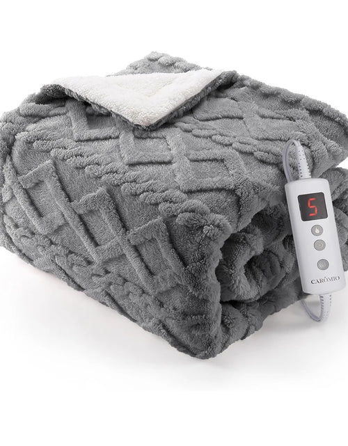 Load image into Gallery viewer, Heated Throw Blanket - Thick Tufted Sherpa Electric Blanket Throw with 10 Heating Levels and 10 Time Settings, Washable 50&quot;×60&quot;

