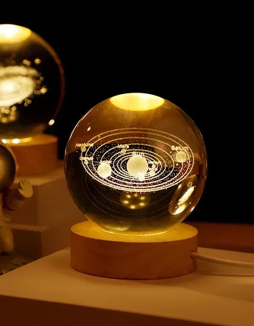 Load image into Gallery viewer, Unique 3D Crystal Ball Lamp with Galaxy and Planetary Projections
