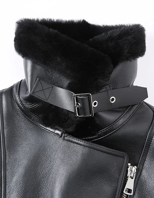 Bild in Galerie-Viewer laden, Hochwertige Lammfelljacke Damenmode Schaffell Leder Echtwolle gefüttert Dicker warmer Wintermantel
