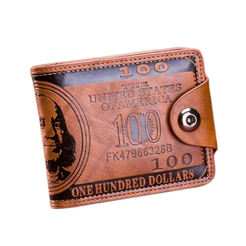 Men's Leather Wallets With 100 US Dollar Pattern