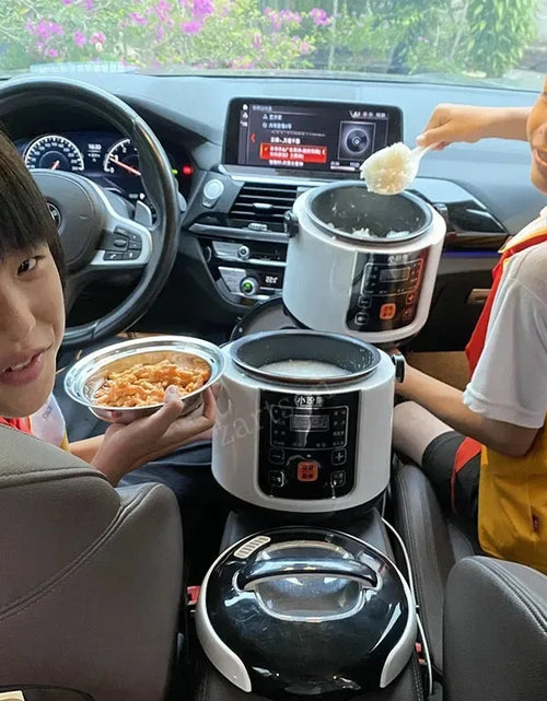 Load image into Gallery viewer, 12V 24V Portable Electric Rice Cooker 2L Timing Reservation Food Heating Cooking Steamer Soup Stew Pot Steamer Cooker
