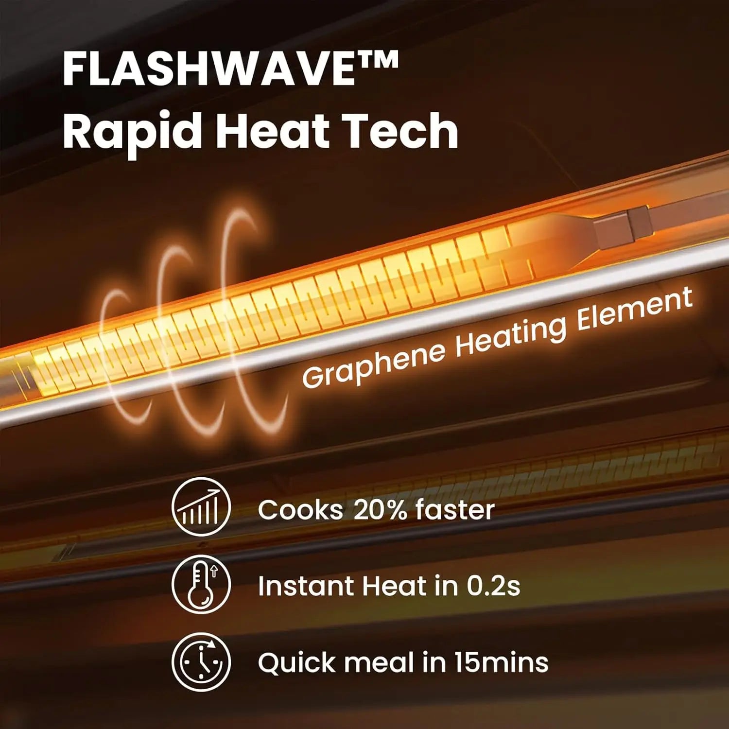 COMFEE‘ Toasterofen, Heißluftfritteuse, FLASHWAVE™, ultraschnelle Aufheiztechnologie, Konvektions-Toasterofen für die Arbeitsplatte mit Backen, Grillen, Braten
