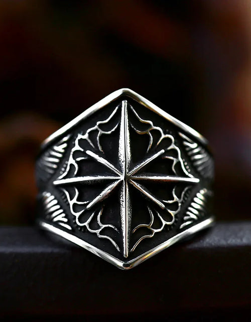 Load image into Gallery viewer, Beier New Store 316L Stainless Steel Viking Cross Compass Runic Pirate Men&#39;s Ring Nautical Fashion Jewelry Dropshipping BR8-108R
