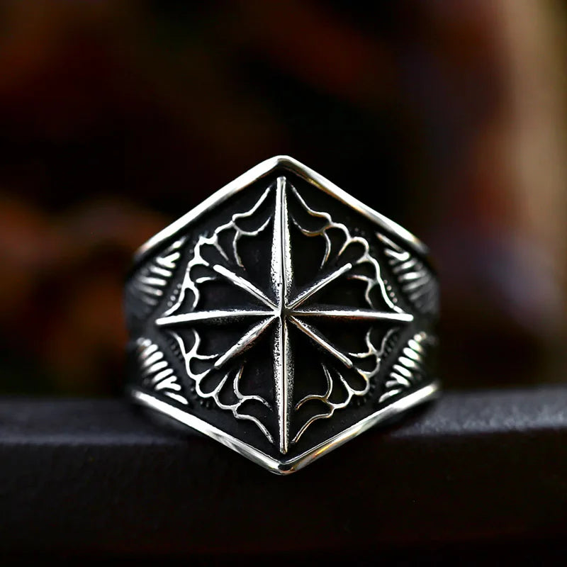 Beier New Store 316L Stainless Steel Viking Cross Compass Runic Pirate Men's Ring Nautical Fashion Jewelry Dropshipping BR8-108R